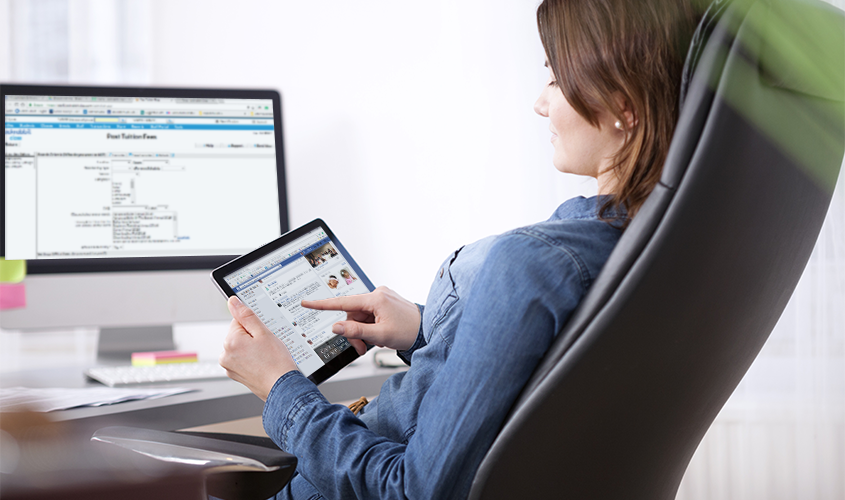 A woman is viewing a recent Jackrabbit Facebook post.