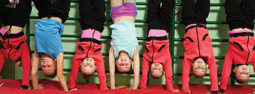 Kids having fun at a gymnastics class