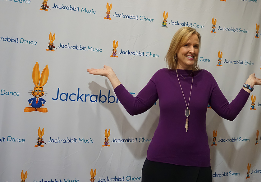 tracy with jackrabbit backdrop