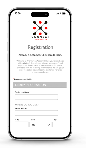 online registration mobile phone screen