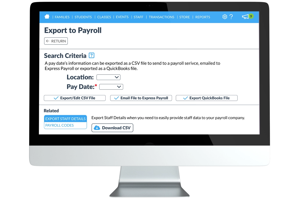 payroll screen desktop