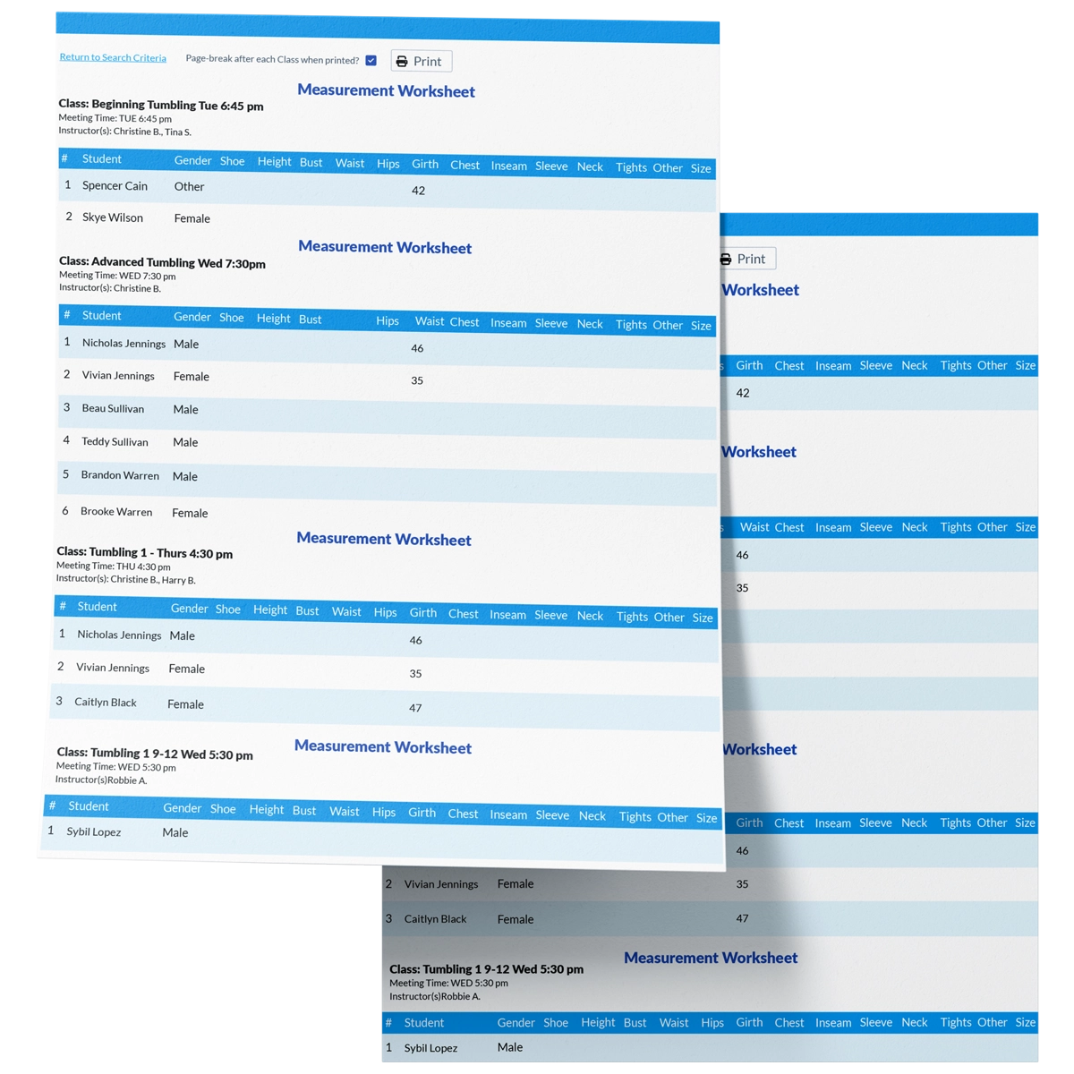 measurement worksheets blue and white