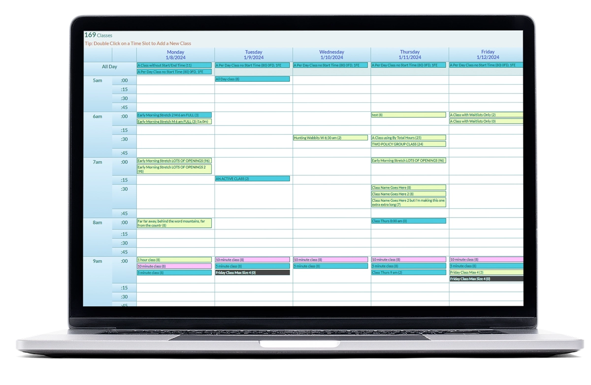 weekly calendar view laptop screen