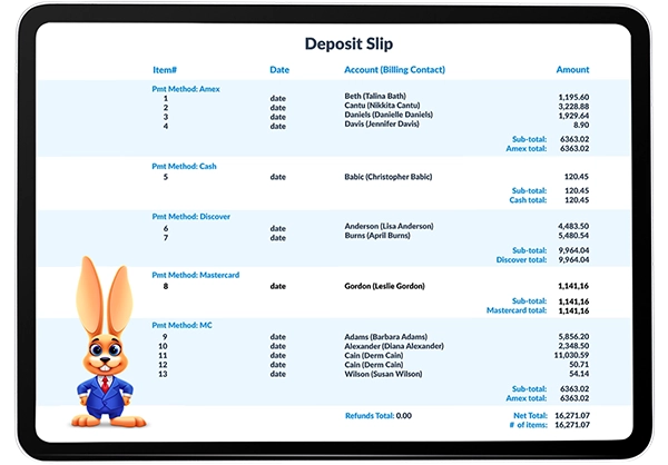 deposit slip screen tablet