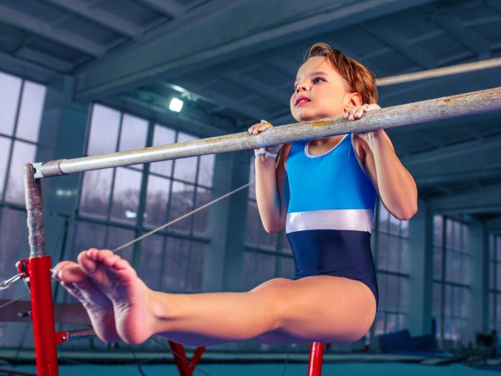 A Young Gymnast Practices His Routine