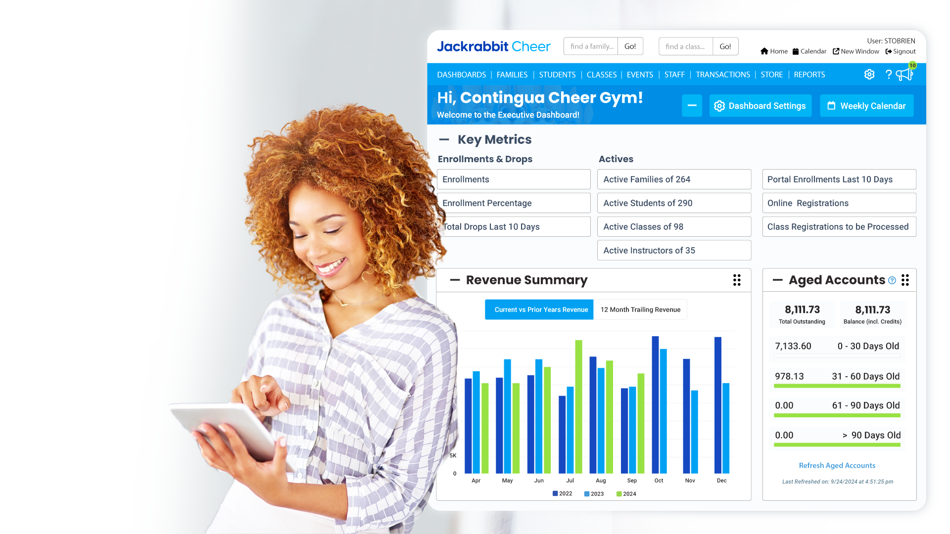 woman on ipad with jackrabbit dashboard big