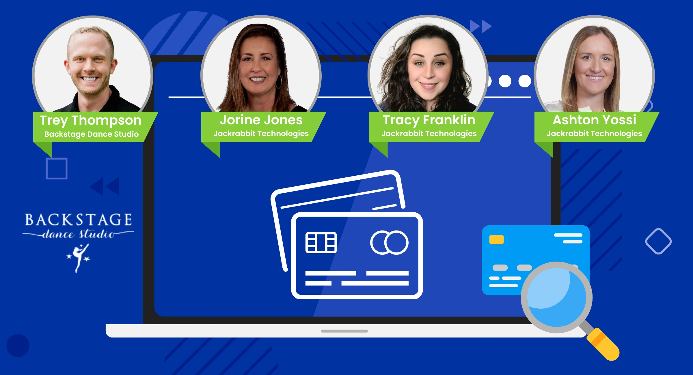 panelists credit card magnifying glass jackrabbit pay