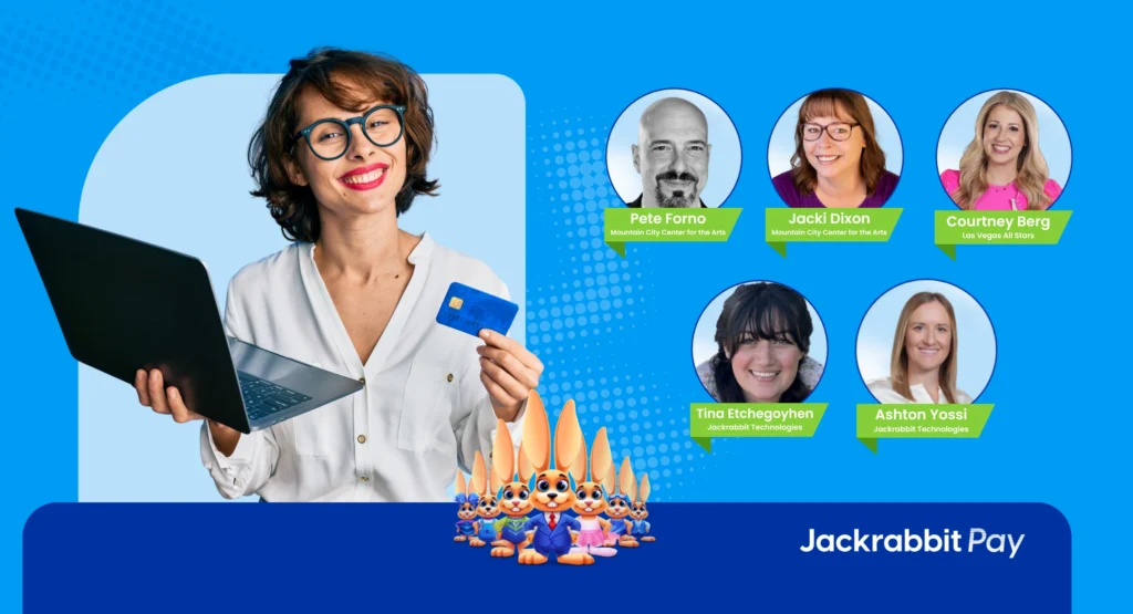 woman computer credit card speakers making the switch jackrabbit pay